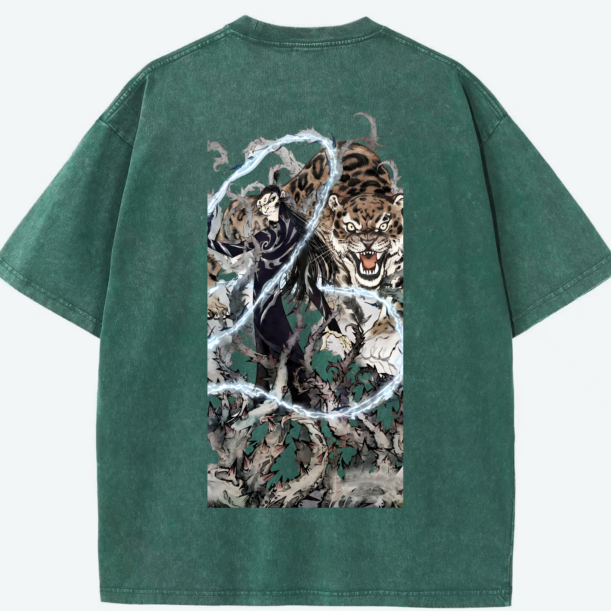 （画像用） Ne Zha 2 ナタ 魔童の大暴れ 綿100% ヴィンテージ風 半袖Tシャツ（背面プリント）